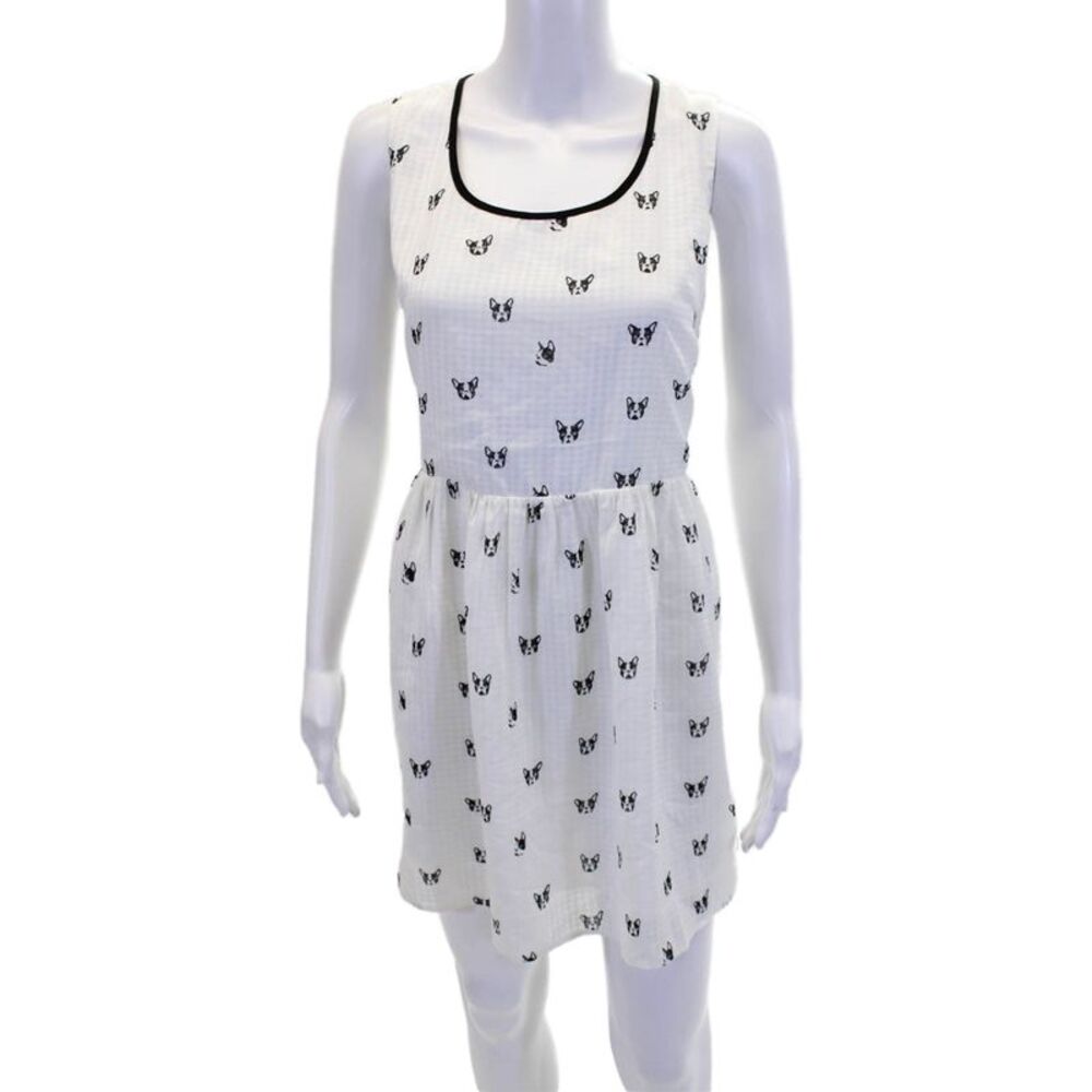 THML Womens Graphic Print Sleeveless Dress White Size S
